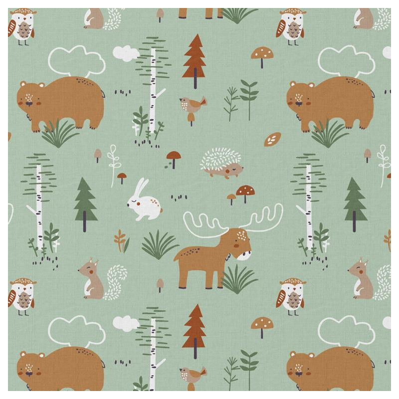 Printed Cotton CANADA Almond / Forest Multicolored